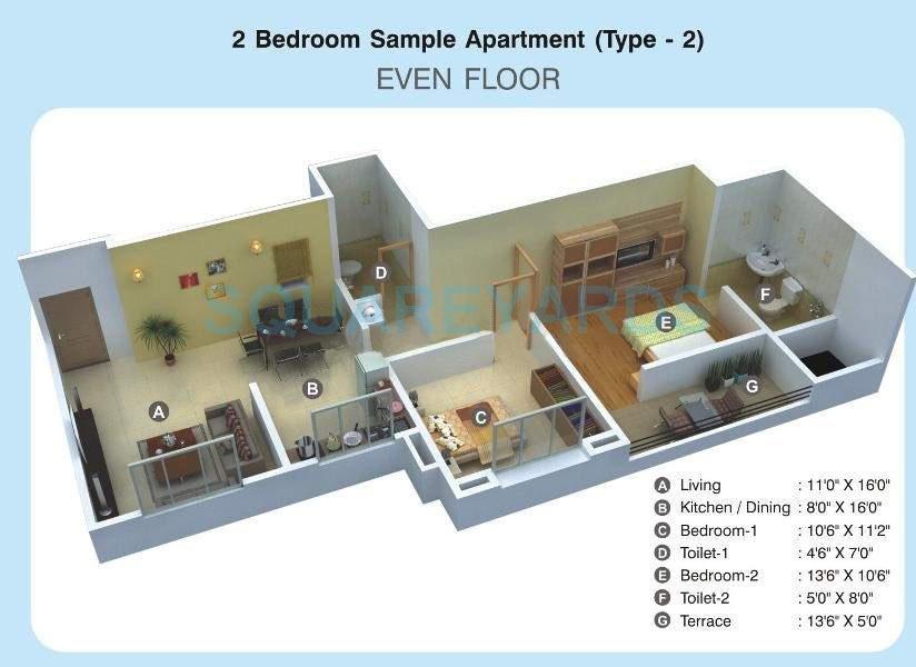 Other, kumar-primavera 2 Bedroom 721 Sq.Ft. Apartment In Sainath Nagar Pune 9813627
