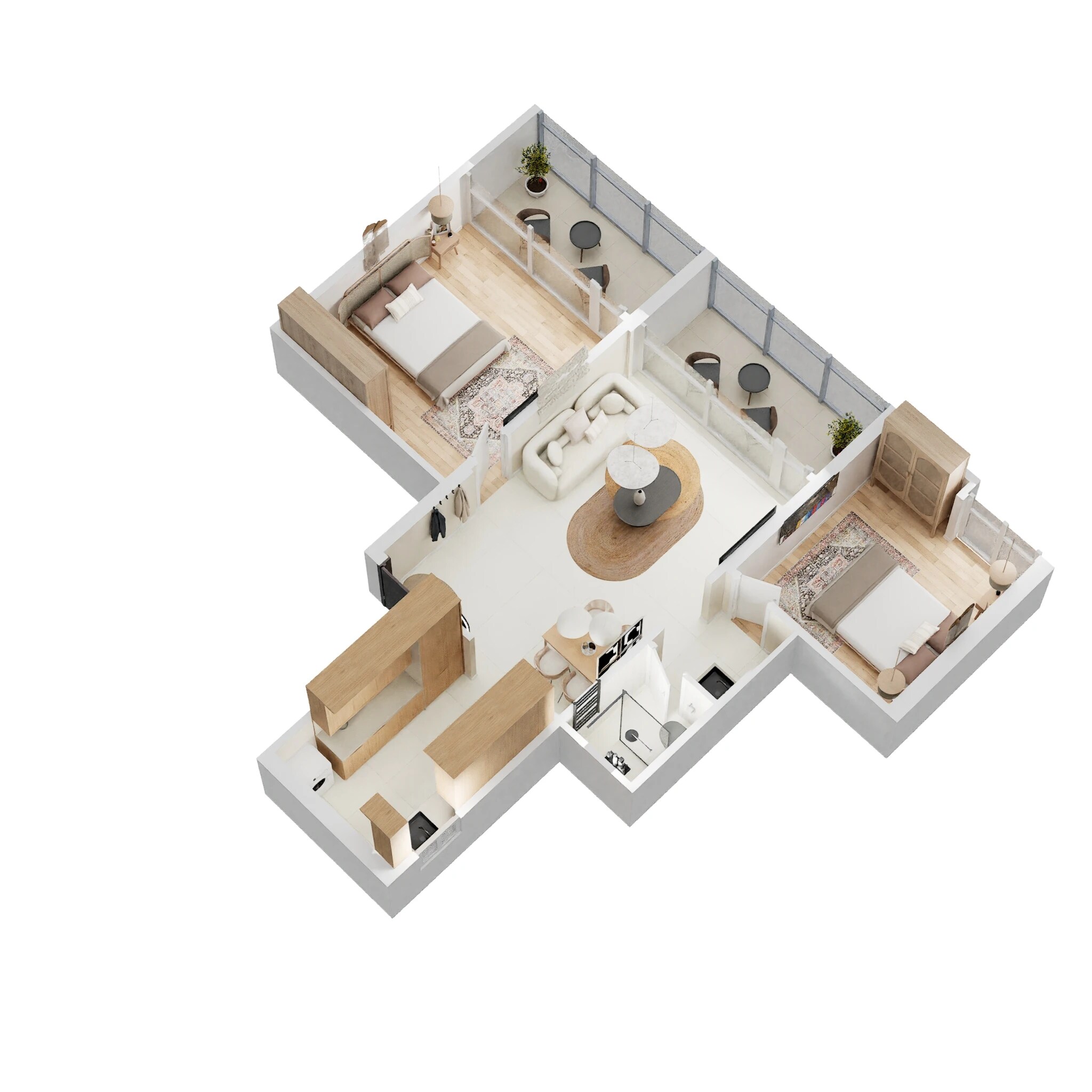 Floor plan of 2 BHK 690 Sq. Ft. Apartment in Kumar Primeview, Pune