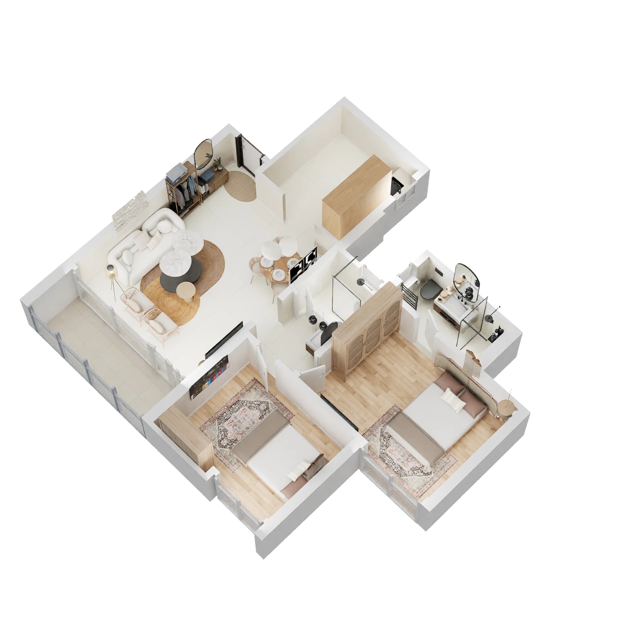 Floor plan of 2 BHK 692 Sq. Ft. Apartment in Kumar Primeview, Pune