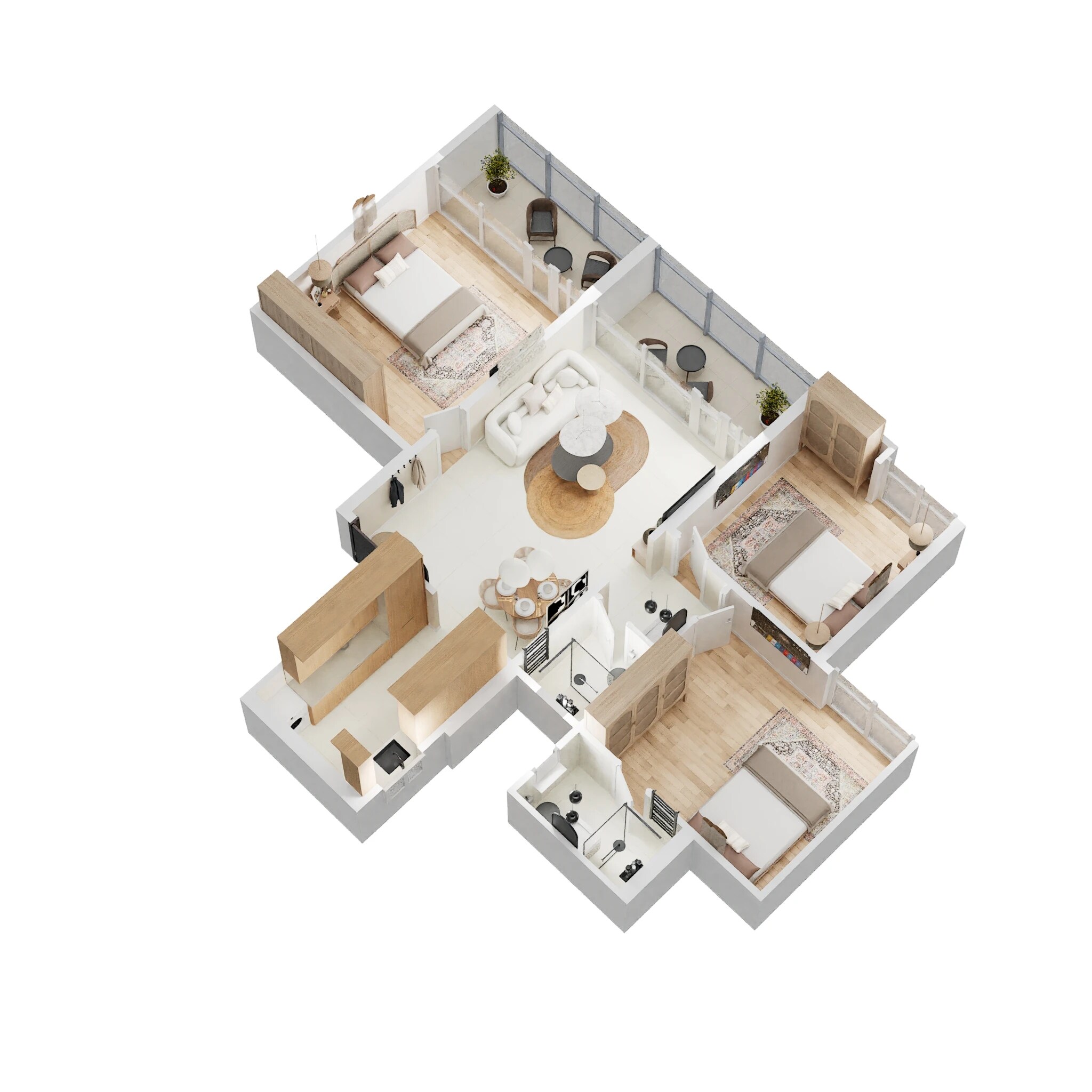 Floor plan of 3 BHK 816 Sq. Ft. Apartment in Kumar Primeview, Pune