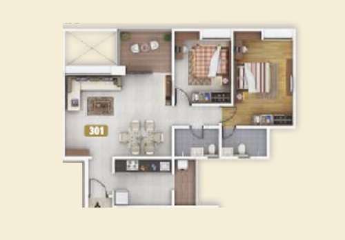 2 BHK 576 Sq. Ft. Apartment in Kumar Princetown
