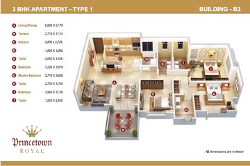  3 BHK Apartment at Kumar Princetown Royal, Undri – for Sale