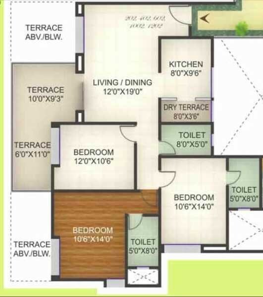 3 BHK 926 Sq. Ft. Apartment