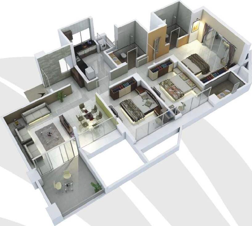 3 BHK 1029 Sq. Ft. Apartment