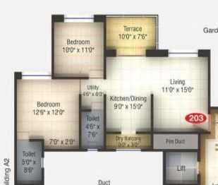 2 BHK 1032 Sq. Ft. Apartment in Kumar Purab