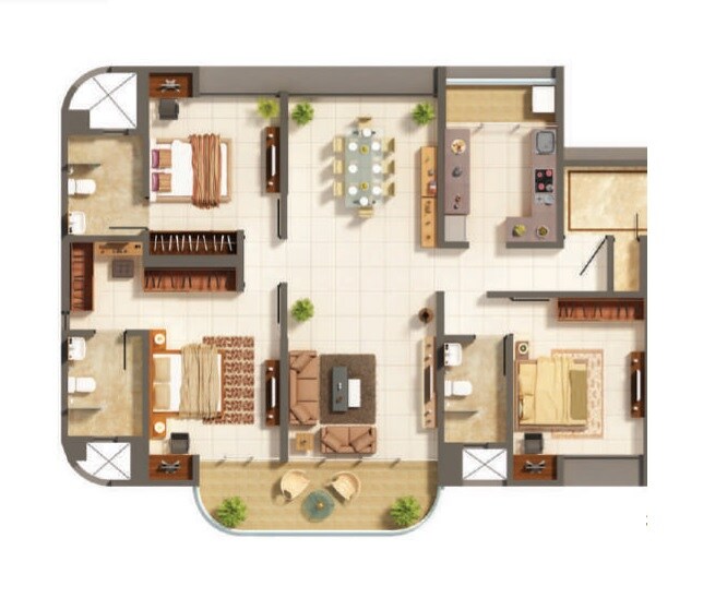 3 BHK 1250 Sq. Ft. Apartment