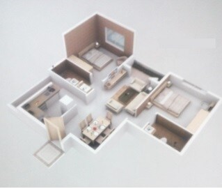 Floor plan of 2 BHK 713 Sq. Ft. Apartment in Kumar Urban Kul Ecoloch-II(Delight), Pune