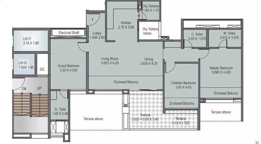 3 BHK 1531 Sq. Ft. Apartment