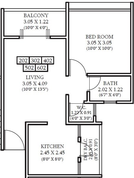 Floor plan of 1 BHK 386 Sq. Ft. Apartment in Kundan Easterlia, Pune