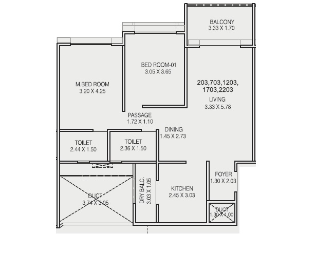 2 BHK 761 Sq. Ft. Apartment in Kundan Eternia Apartment