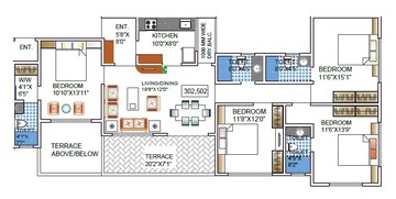  4 BHK Apartment at Kundan La Ventana, Kondhwa – for Rent