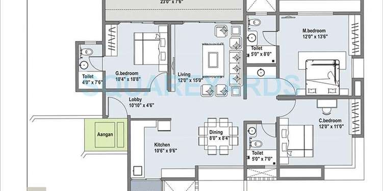 kundan spaces grand stand apartment 3bhk 1460sqft1