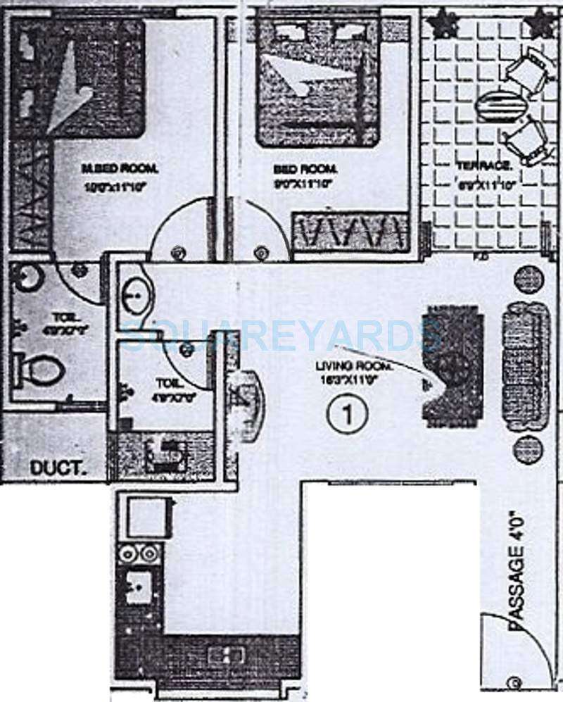 2 BHK 854 Sq. Ft. Apartment in Kundan Spaces House