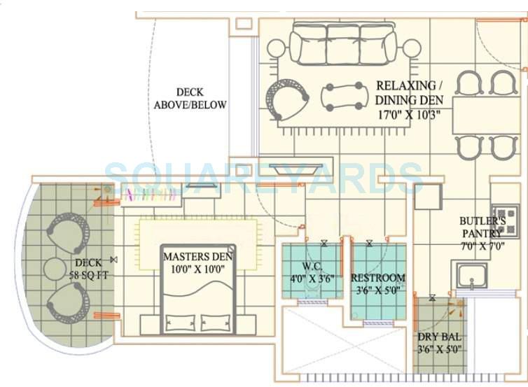 Floor plan of 1 BHK Apartment - 615 sq. ft. in Kundan Spaces Paradise, Pune
