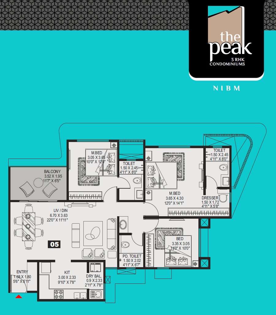 kundan the peak apartment 3 bhk 1288sqft 20243012123039