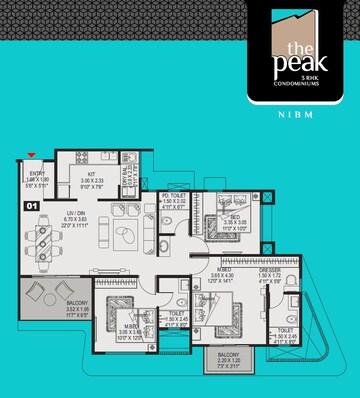  3 BHK Apartment at Kundan The Peak, Nibm – for Rent