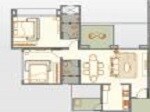 Floor plan of 2 BHK Apartment - 634 sq. ft. in Kundan Westros, Pune