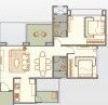 Floor plan of 2 BHK Apartment - 668 sq. ft. in Kundan Westros, Pune