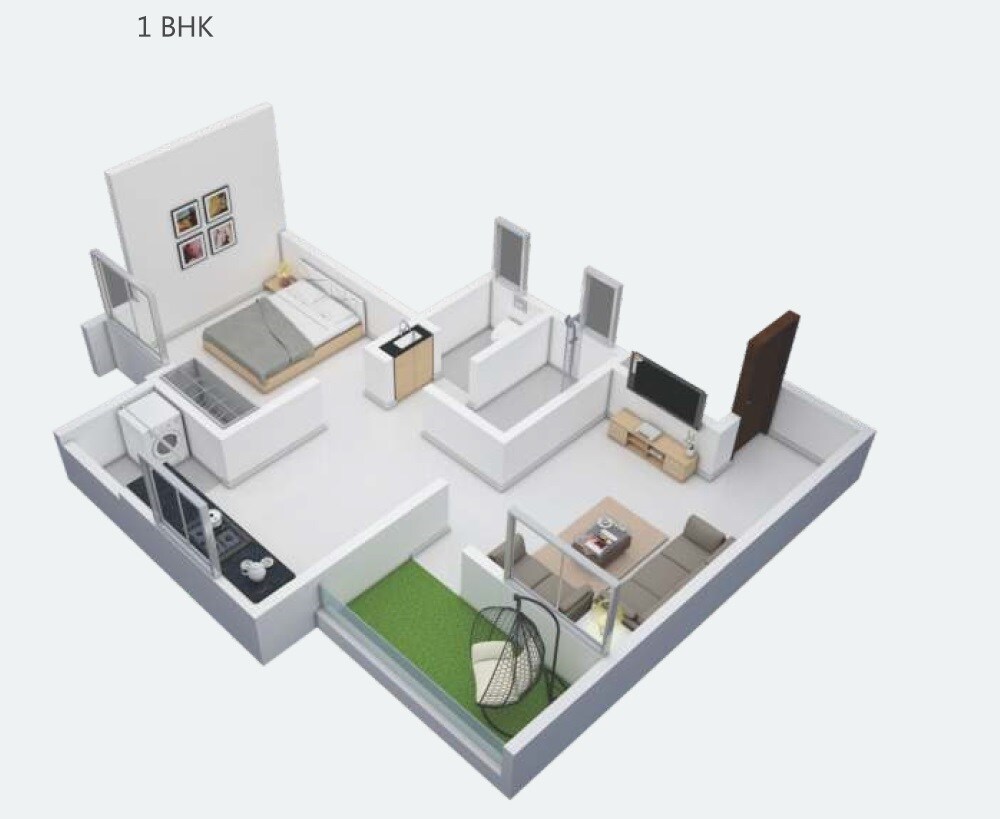 Floor plan of 1 BHK 419 Sq. Ft. Apartment in Kushal Sagar Vatika, Pune