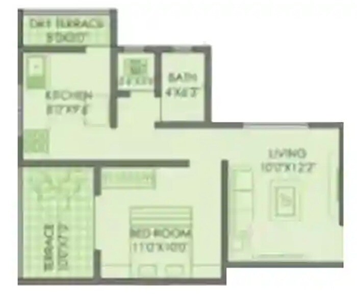 1 BHK 408 Sq. Ft. Apartment