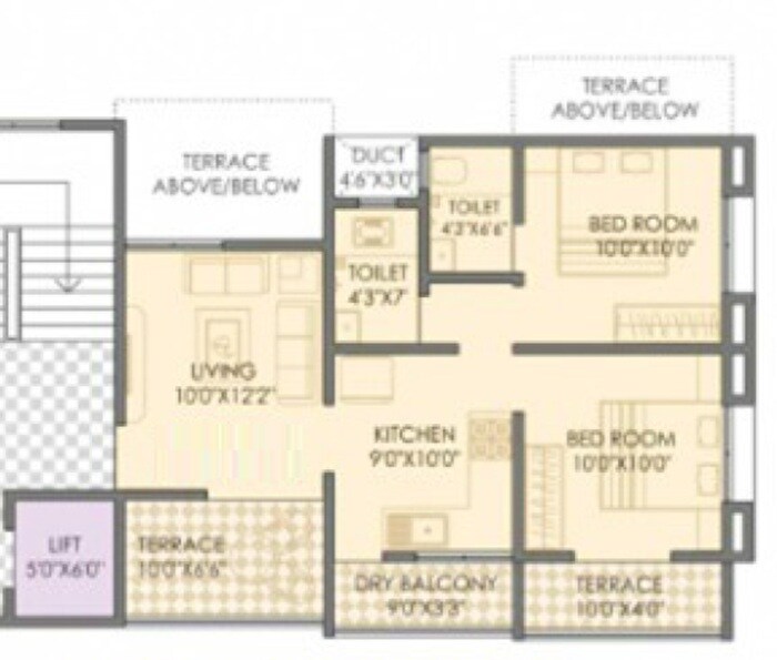 2 BHK 653 Sq. Ft. Apartment