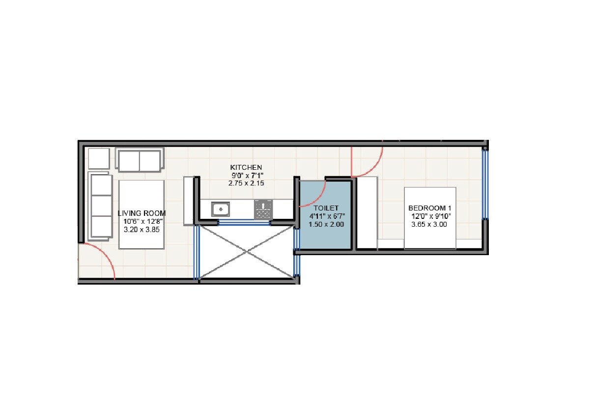 1 BHK 373 Sq. Ft. Apartment