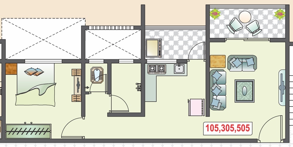1 BHK 470 Sq. Ft. Apartment in Lakshadeep Coconest Pimple