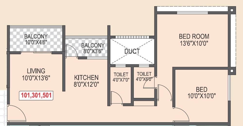 2 BHK 679 Sq. Ft. Apartment