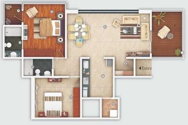 Floor plan of 2 BHK Apartment - 1160 sq. ft. in Lakshmi Ivana, Pune