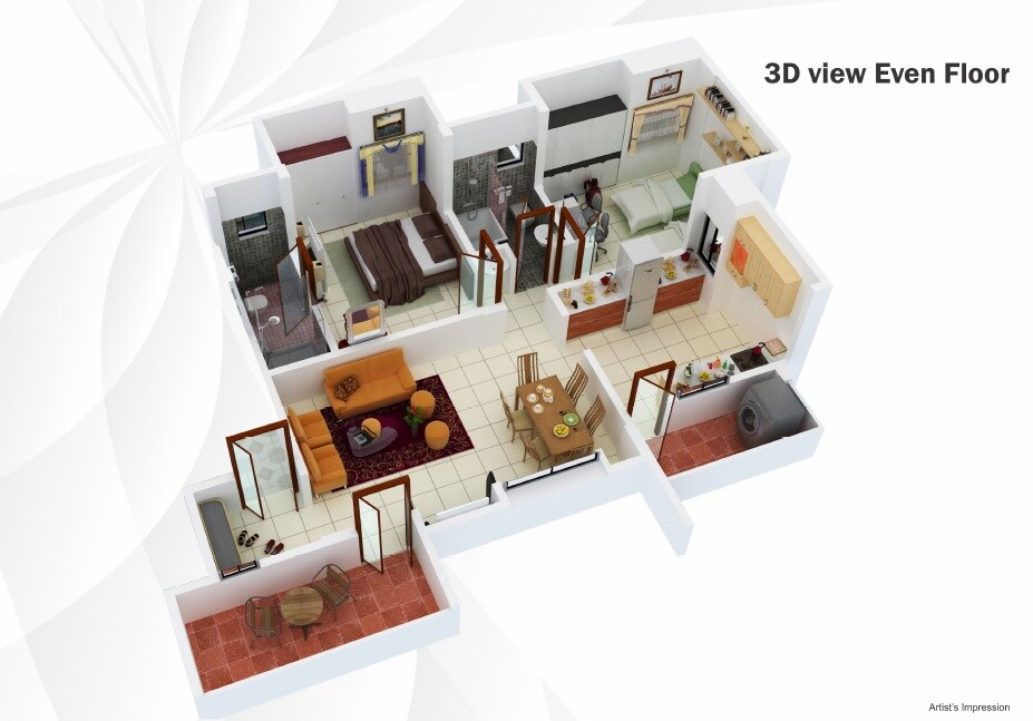 2 BHK 1020 Sq. Ft. Apartment