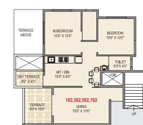 2 BHK 893 Sq. Ft. Apartment