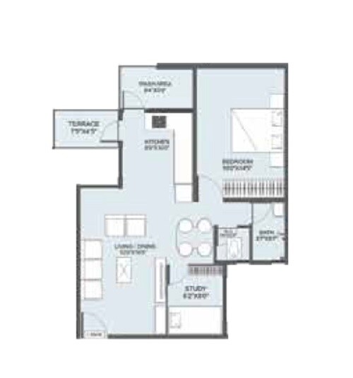 Floor plan of 1 BHK 440 Sq. Ft. Apartment in Laukik Pelican, Pune