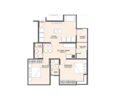 Floor plan of 2 BHK 564 Sq. Ft. Apartment in Laukik Pelican, Pune