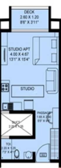 Floor plan of 292 Sq. Ft. Studio in Lavasa Brookview, Pune
