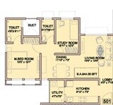 Floor plan of 1 BHK 604 Sq. Ft. Apartment in Lavasa Hillshore Apartments, Pune