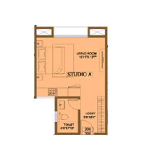 Floor plan of 292 Sq. Ft. Studio in Lavasa Valley View Apartments, Pune
