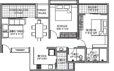 2 BHK 709 Sq. Ft. Apartment in Legacy Aeon