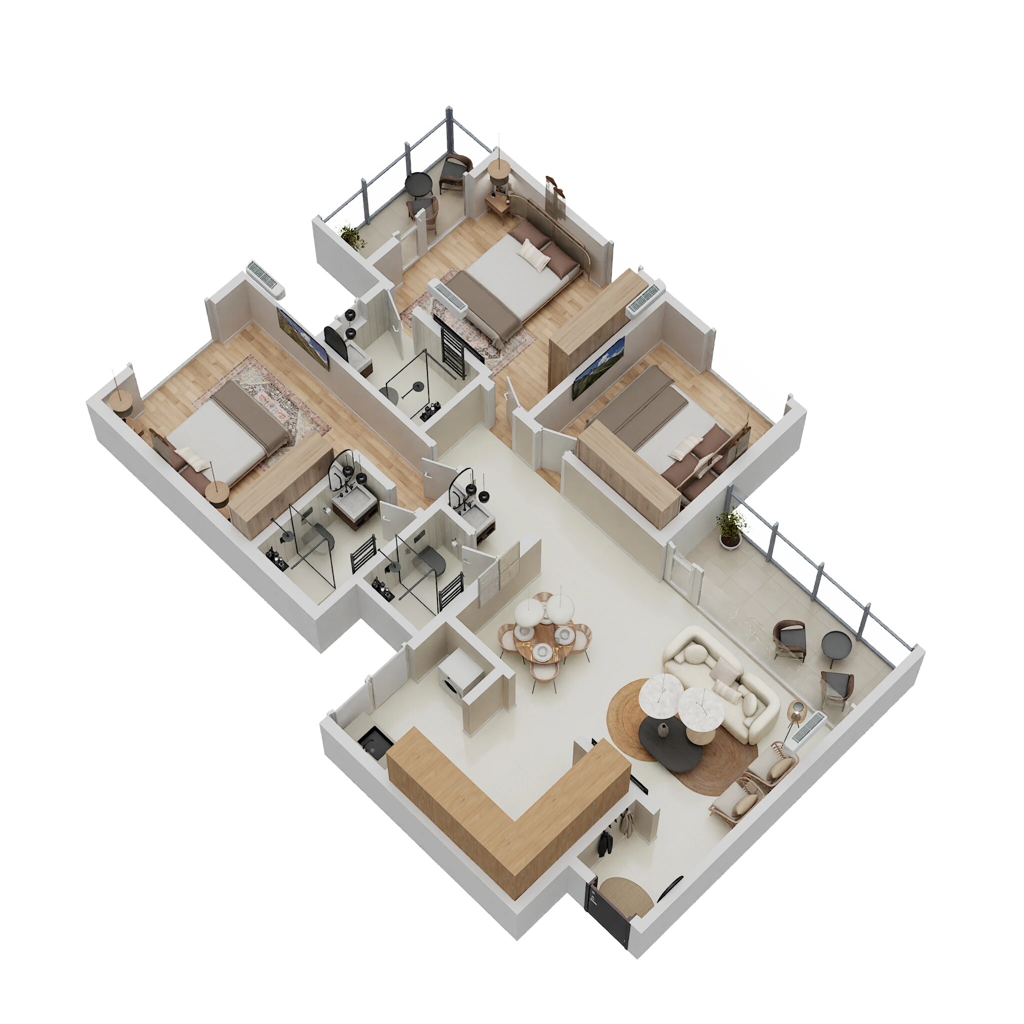 3 BHK 1076 Sq. Ft. Apartment