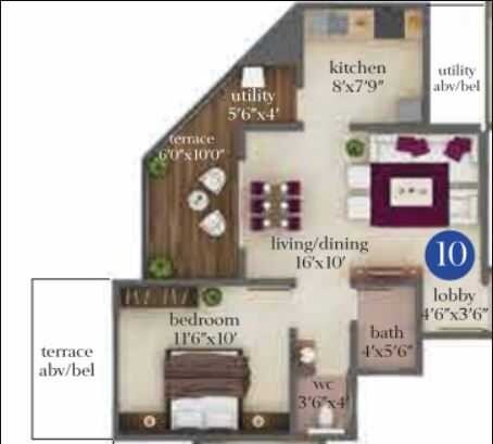 1 BHK 343 Sq. Ft. Apartment