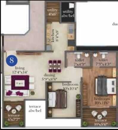 2 BHK 599 Sq. Ft. Apartment