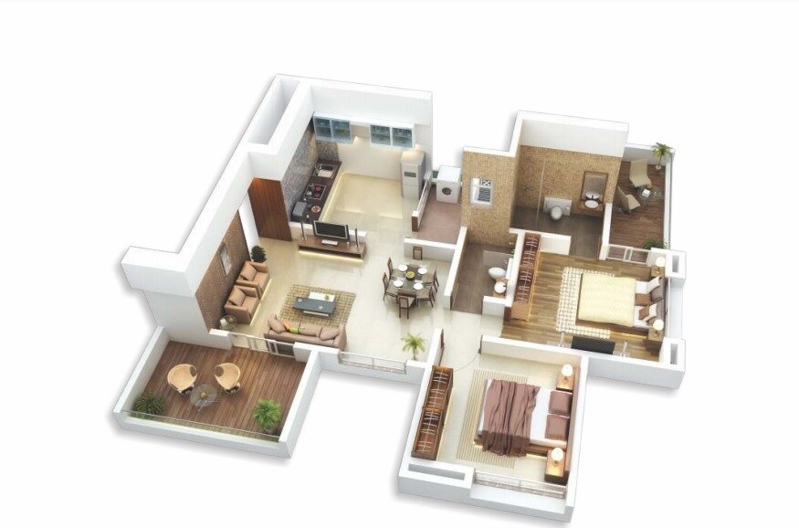 Floor plan of 2 BHK 905 Sq. Ft. Apartment in Legacy Arena 29 Phase 3, Pune