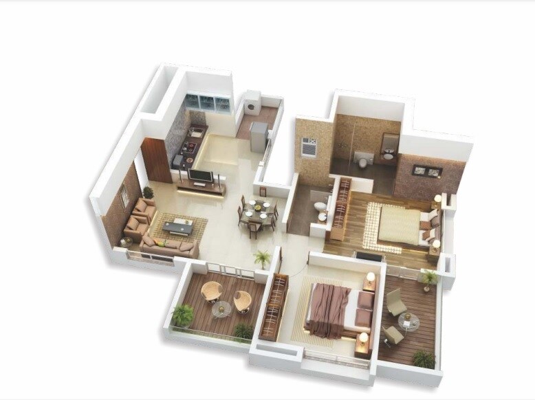 Floor plan of 2 BHK 975 Sq. Ft. Apartment in Legacy Arena 29 Phase 3, Pune