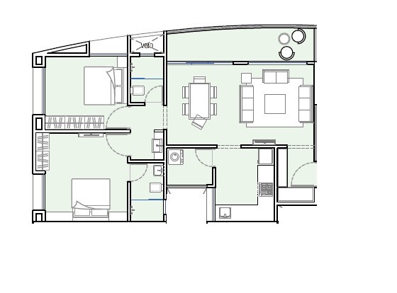 Floor plan of 2 BHK 715 Sq. Ft. Apartment in Legacy ILife, Pune