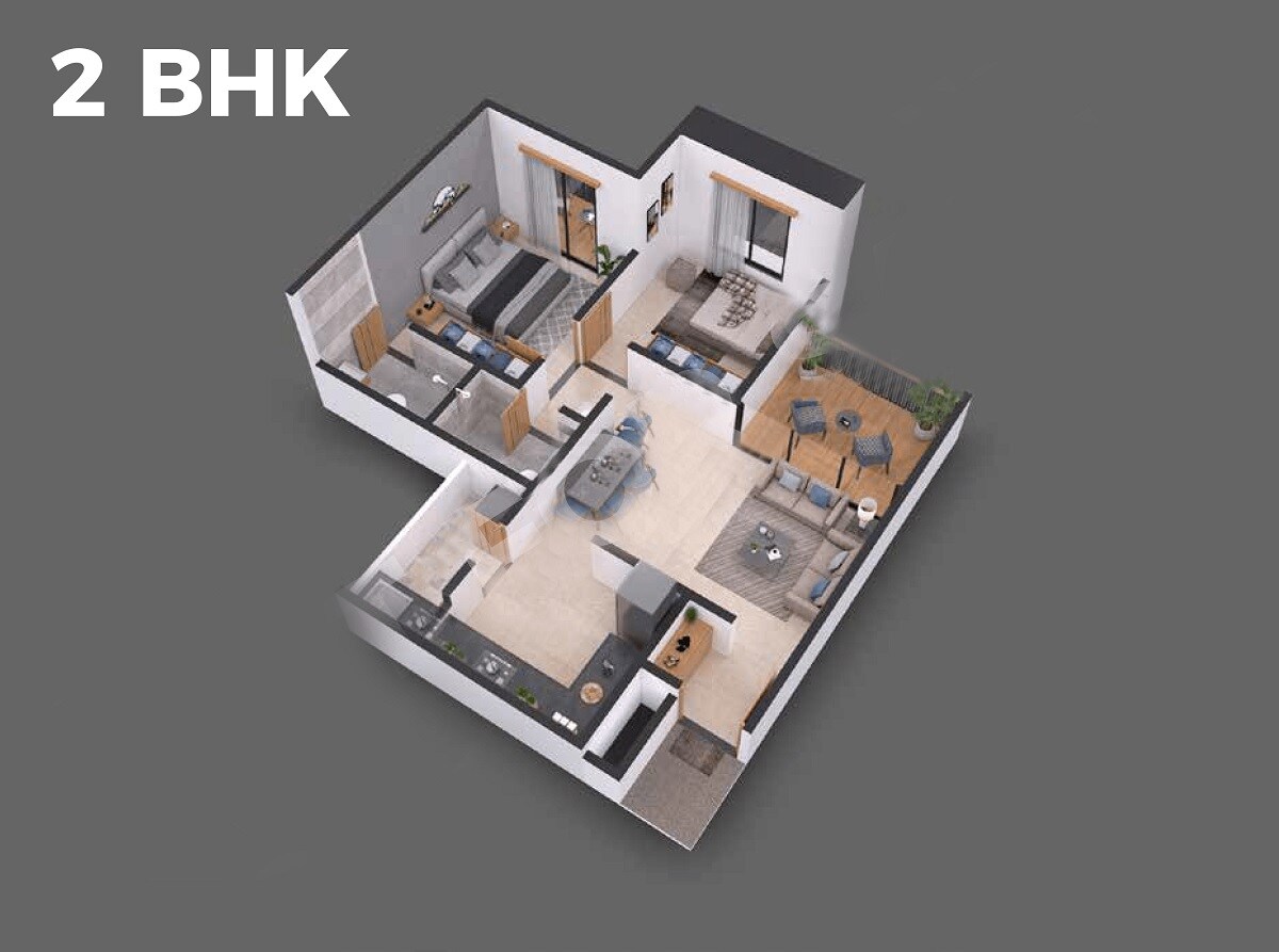Floor plan of 2 BHK 639 Sq. Ft. Apartment in Legacy Imperial, Pune
