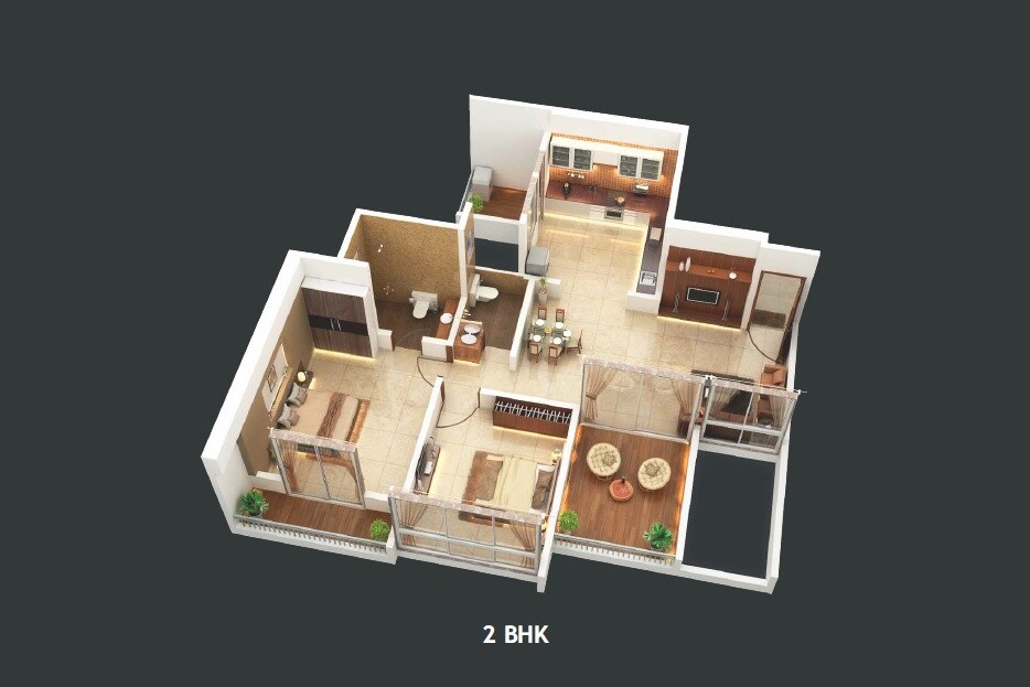 Floor plan of 2 BHK 545 Sq. Ft. Apartment in Legacy Liva, Pune