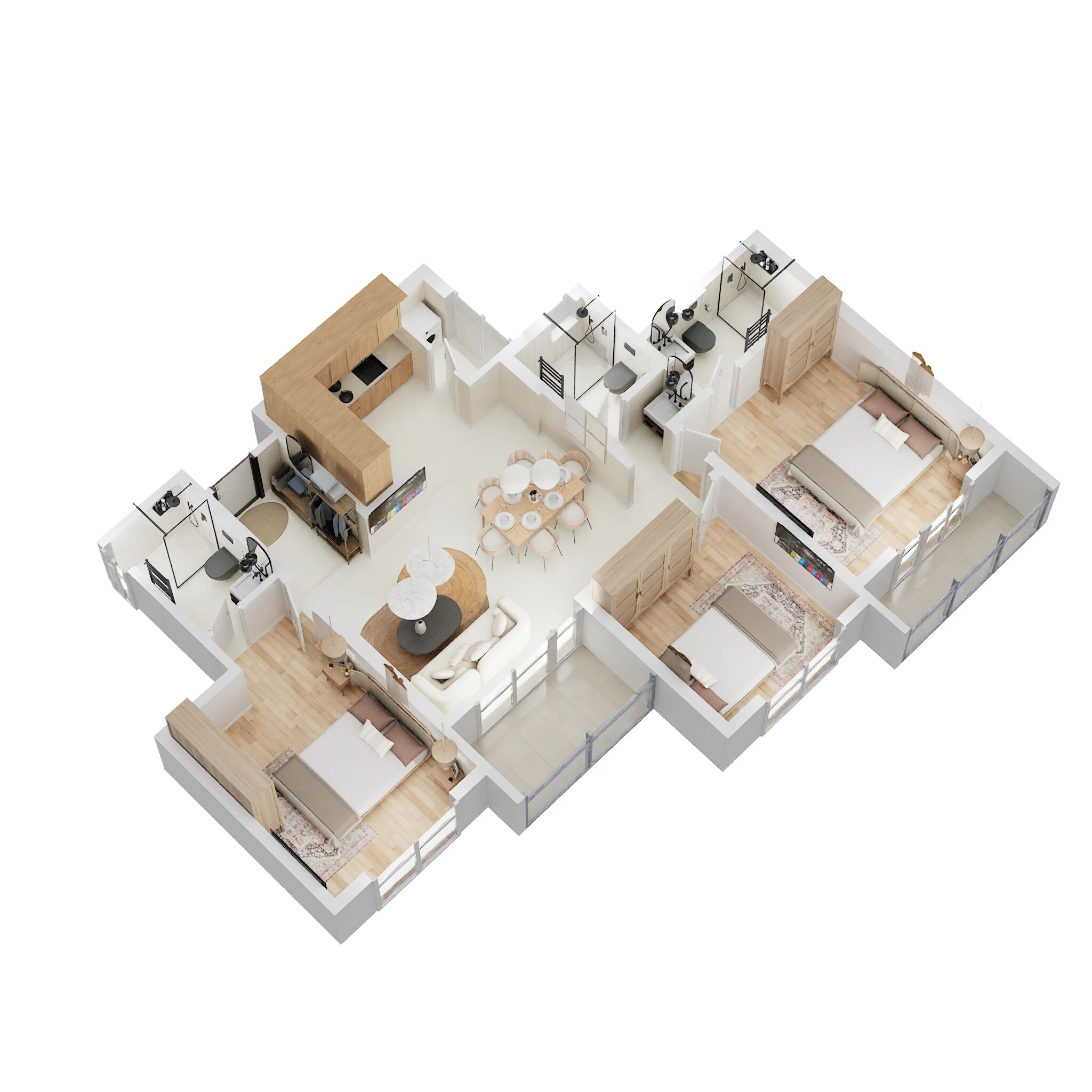 Floor plan of 3 BHK 939 Sq. Ft. Apartment in Legacy Milestone, Pune