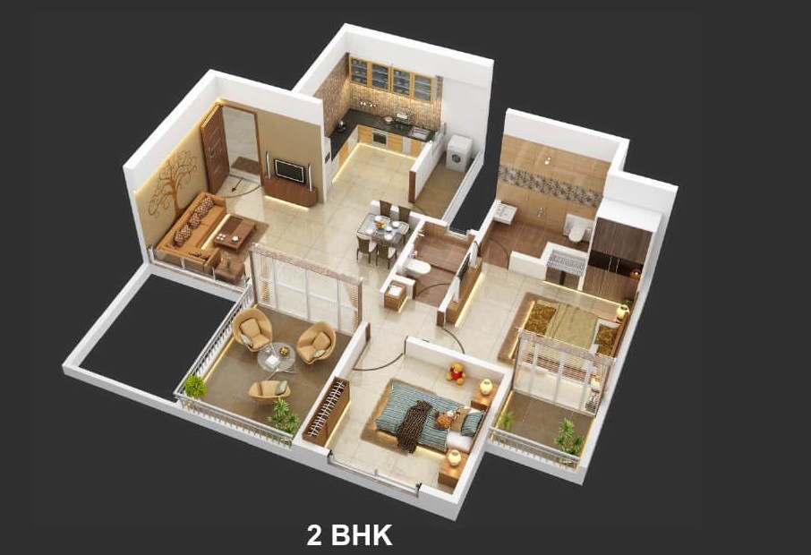 Floor plan of 2 BHK 558 Sq. Ft. Apartment in Legacy Millennia, Pune
