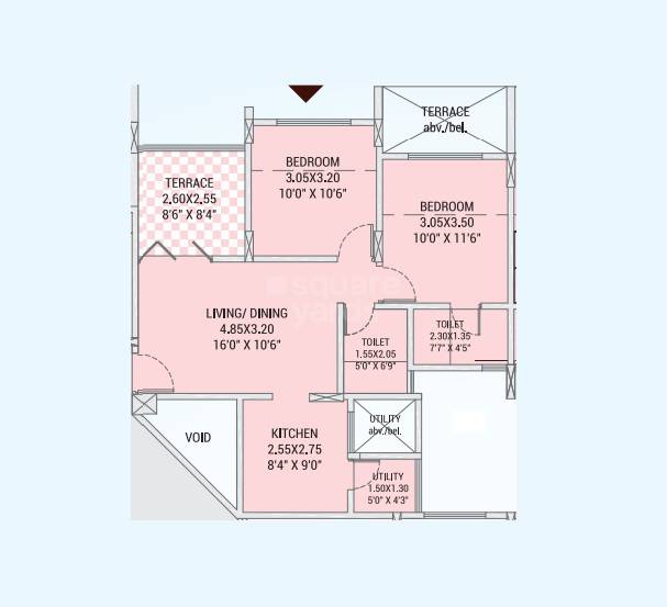 Floor plan of 2 BHK Apartment - 512 sq. ft. in Legacy Sai Vastu Park, Pune