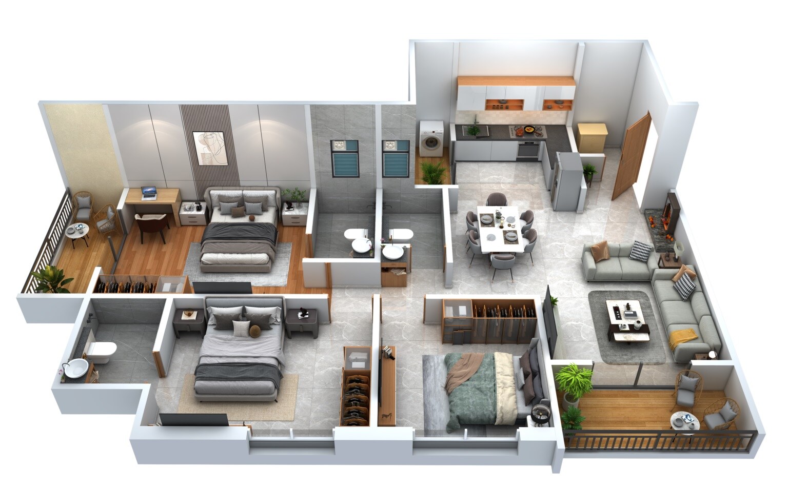 3 BHK 1001 Sq. Ft. Apartment