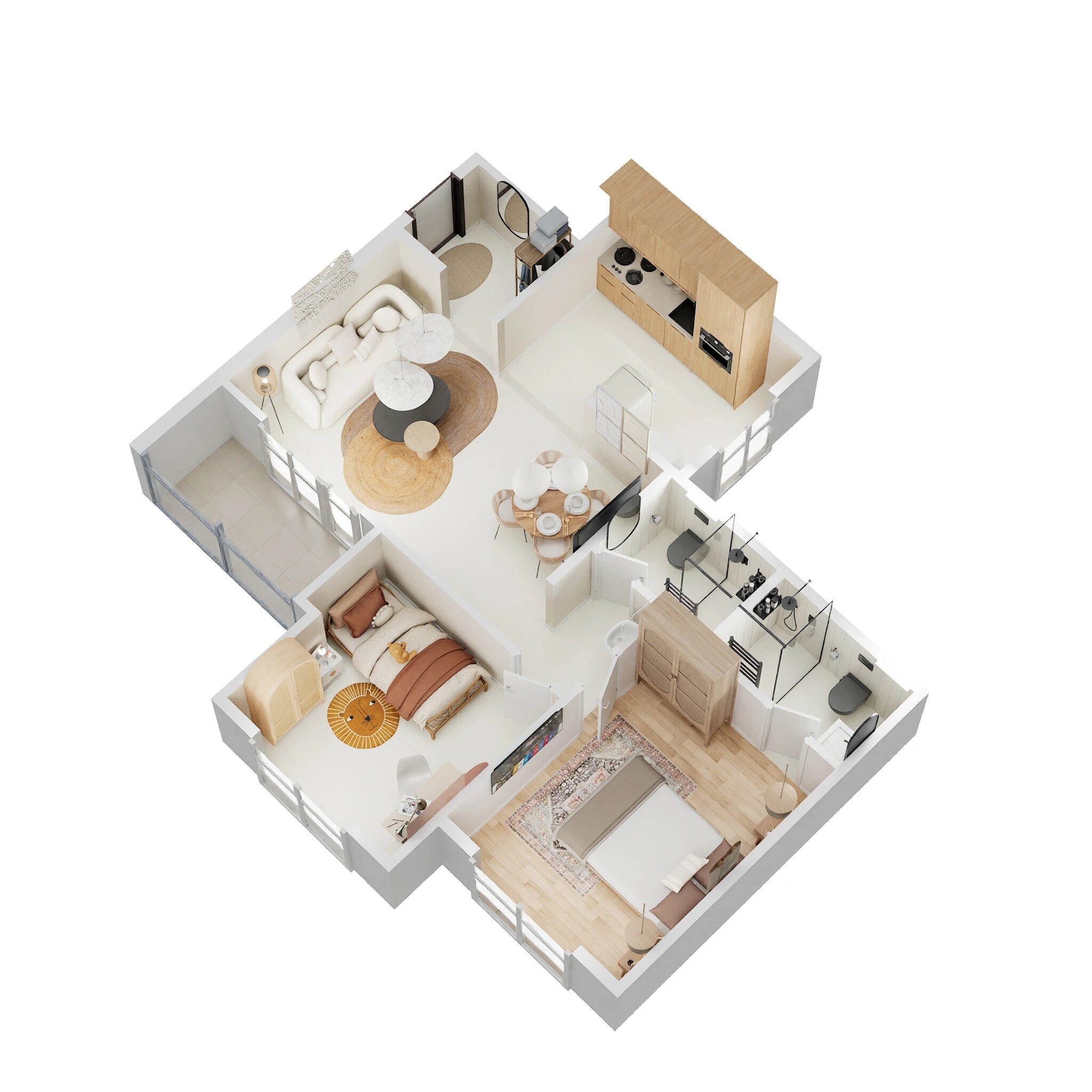 Floor plan of 2 BHK 729 Sq. Ft. Apartment in Lifecraft The Fourth Axis, Pune